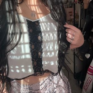 ♡ White x Black Lace Cami ♡